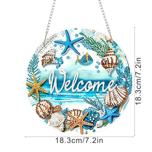 ARPADAMO Hanging Ornament Diamond Art Kits for Adults Shell Beach 7.2x7.2in | 5D DIY Special Shaped Pearl Crystal Coastal Conch Acrylic Pendant Diamond Painting Kit, Window Hanging Gift for Home Garden - color: DP03980