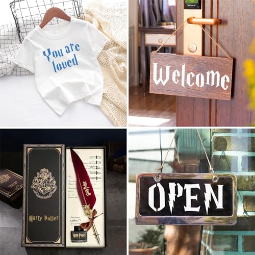 4 Inch Gothic Letter Stencils for Painting, 66 Pcs Reusable Old English Stencils, Calligraphy Letter Number Symbol Drawing Template Kit for Journal Scrapbook Signage DIY Art Project - size: 4 inch