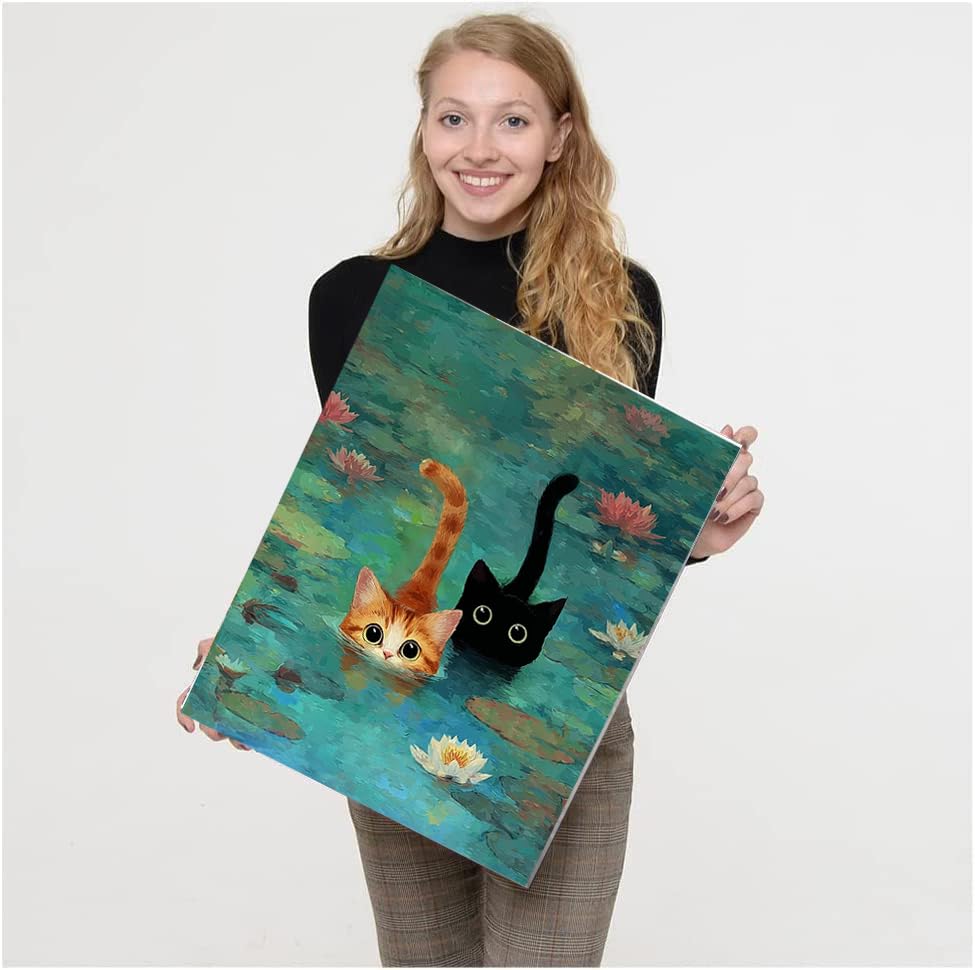 TCDZMYGS Pond Cat Paint by Numbers Kit for Adults Beginner,10x12 in | Paint by Number for Beginner,Adult Paint by Number,HD Color Canvas,DIY Tool Kits,Stress Relief Craft,Great Gift,With Frame - color: paint by number-1225-3