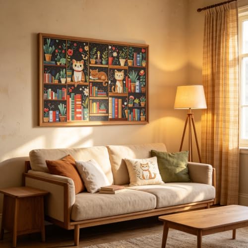 Book Diamond Painting Kits for Adults, 5D Cats Bookshelf Diamond Art Kits - color: KM1166-1