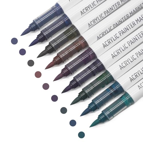 Water Based Acrylic Paint Markers Black, 9 Colors Paint Pen Set - color: Colorful Black Series
