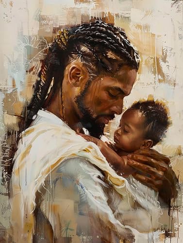 Diymood DIY 5D Diamond Painting Kits for Adults African American - Paint with Diamond Art Kits for Adults Jesus Full Drill Round Canvas Mosaic Beginner Home Wall Decor Gift 12x16 inch z2 - color: Colorful10