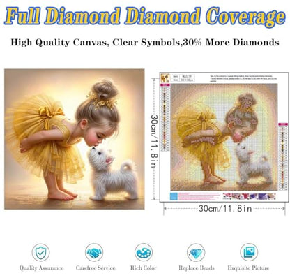 Dugsmgd Girl and Dog Diamond Art Kits for Adults, Diamond Painting 12x12 in - color: Girl and Dog