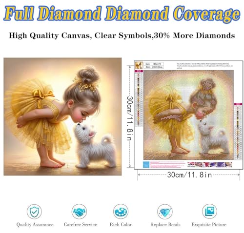 Dugsmgd Girl and Dog Diamond Art Kits for Adults, Diamond Painting 12x12 in - color: Girl and Dog