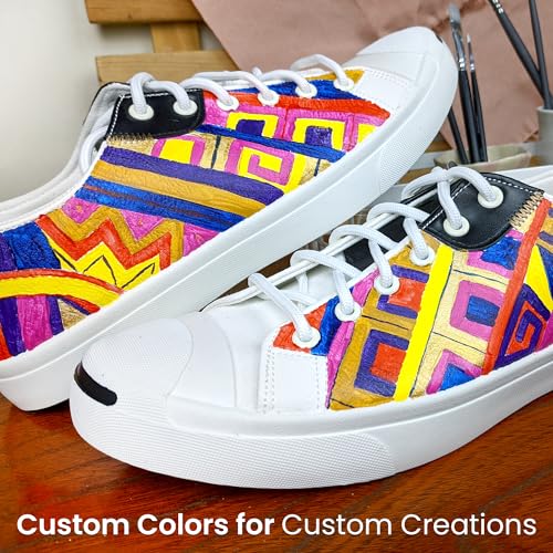 Artistic Leather Paint Set with Brush Applicator – Acrylic Shoe Paint with Glossy Finish – 30ml Shoe Dye for Bags, Boots, Sneakers, Jackets, & Car Seat – Pack of 12 - style: Leather Paints x12
