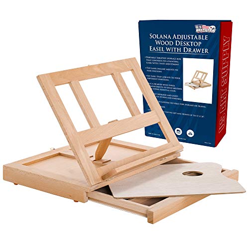 U.S. Art Supply Solana Adjustable Wood Art Easel, Portable Beechwood