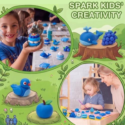 VioraWhite 100 Pcs Air Dry Clay Bulk Modeling Clay for Kids Lightweight Foam Modeling Clays DIY Molding Clays for Kids Adults Crafts Gifts School Project Supplies (Blue) - color: Blue