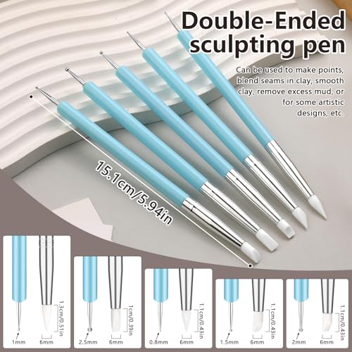 10 Pcs Silicone Clay Tools, Silicone Sculpting Tools, Polymer Clay Tools | Dotting Tools for Painting, Silicone Brushes for Crafts, Nails - color: Color C