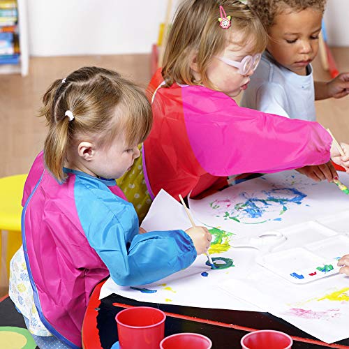 Zkptops 2 Pack Kids Art Smock Colorful Waterproof Children Art Aprons Artist Painting Aprons with Long Sleeve 3 Roomy Pockets for Age 3-7 Years Blue and Pink - color: 2 Pack Blue/Pink