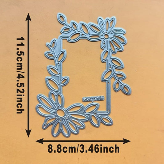 Lapoo Geometric Cutting Die for Scrapbooking - Durable, Metal Cutting Die for DIY Scrapbook Photo Album Decorative Paper Card, Card Making Supplies (Flower Leaf Border 4.5 x 3.5 in) - color: Flower Leaf Border 4.5 x 3.5 in