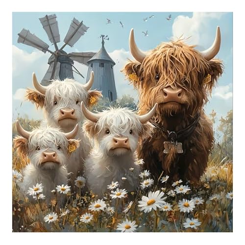 Aicomeon Diamond Painting Kits for Adults Cow Diamond Painting Kits | 12x12 Inch Easy DIY for Beginners, Full Drill Round Dot Gem Art Mosaic Stress Relief Craft, Home Wall Decor Gifts - color: Cow-2