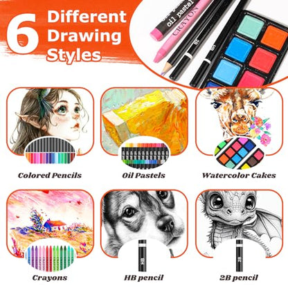 Hapikalor 156-Pack Art Kit Drawing Set with 2 Sketch Book, Crayons, Colored Pencils, Arts and Crafts Art Supplies | Crayons, Arts and Crafts Art Supplies