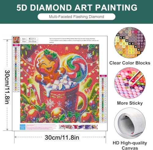 Christmas Diamond Art Kits for Adults,Diamond Art Kits for Beginners - color: Christmas Gingerbread