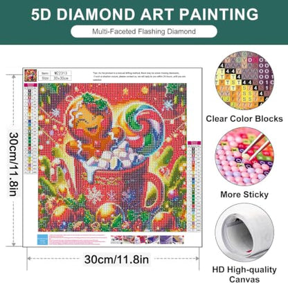 Christmas Diamond Art Kits for Adults,Diamond Art Kits for Beginners - color: Christmas Gingerbread