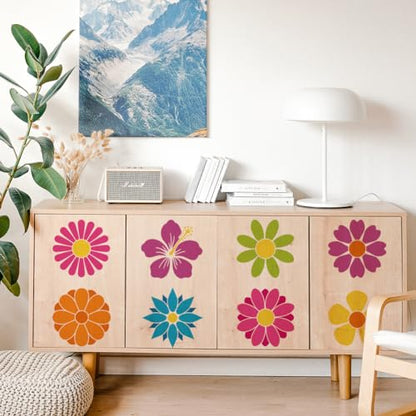 FINGERINSPIRE 9PCS Flowers Stencils for Painting 7.9x7.9inch Large Flowers Petals Drawing Templates Plastic PET Rose Daisy Flower Painting Stencils Plant Theme Templates for Wood Fabric - color: Flowers