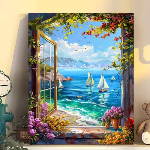 Arttoplus Beach Paint by Numbers Kit for Adults Beginner 16x20 inch - color: MT22035-US