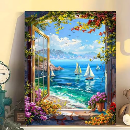 Arttoplus Beach Paint by Numbers Kit for Adults Beginner 16x20 inch - color: MT22035-US