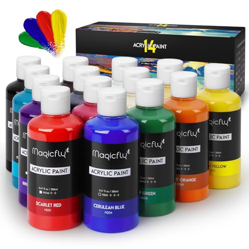 Magicfly Acrylic Paint, 14 Vibrant Colors (280ml/9.47oz) Acrylic Paint Set