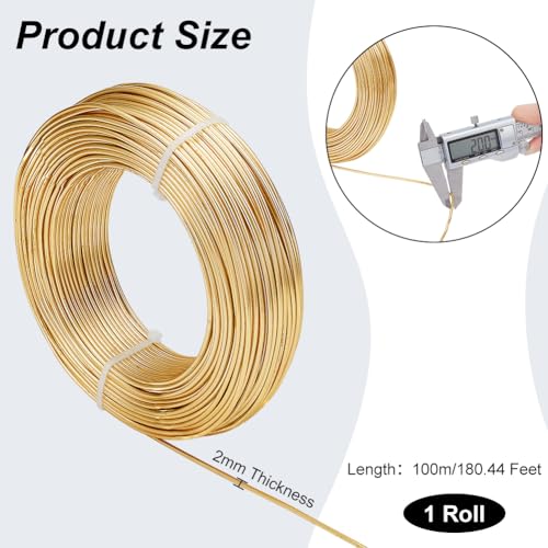 BENECREAT 180 Feet 12 Gauge Jewelry Making Craft Wire Aluminum Wire Bendable Metal Sculpting Wire for Bonsai Trees, Floral, Arts Crafts Making, Light Champagne - color: Light Champagne