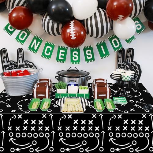 6Pcs 51 X 86IN Football Tablecloths Football Tactical Themed Tablecloths Party Favor Supplies Football Table Covers for Football Theme Party Favors Supplies Games Black Disposable Table Cloth