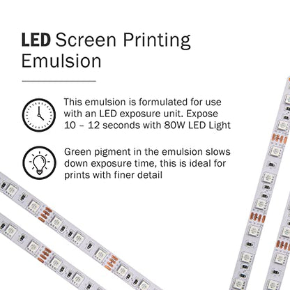 Ecotex® LED Green Pre-Sensitized Photo Emulsion - Silk Screen Emulsion, Gl | Premixed And Pre-Sensitized Photo Emulsion - No Diazo Needed, Ultra Durable, 12 Month Shelf Life, Made In The USA - Gallon - size: Gallon - 128 oz.