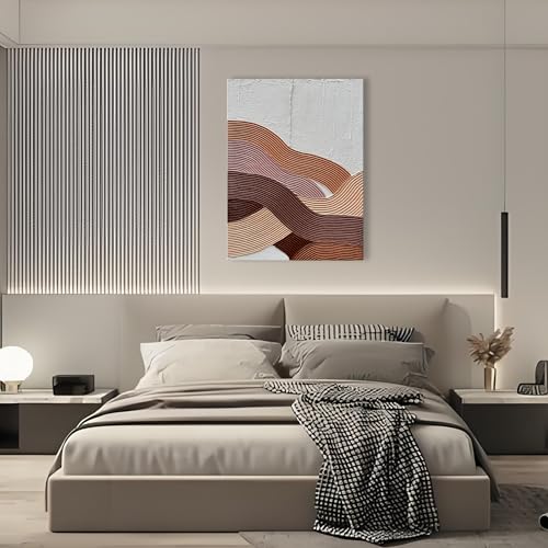 Art Hand-Painted Modern Abstract Art Brown red and White Textured Oil Painting Family Living Room Hallway Wall Art Deco 40x28 inches - color: Yi091
