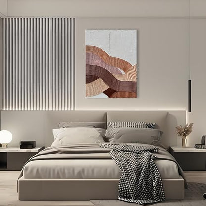 Art Hand-Painted Modern Abstract Art Brown red and White Textured Oil Painting Family Living Room Hallway Wall Art Deco 40x28 inches - color: Yi091