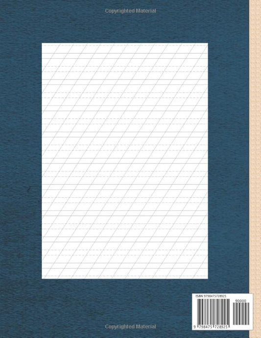 Copperplate calligraphy workbook: Copperplate calligraphy practice paper. Proportion 3: 2: 3 with inclined lines of 55 degrees for hand lettering.