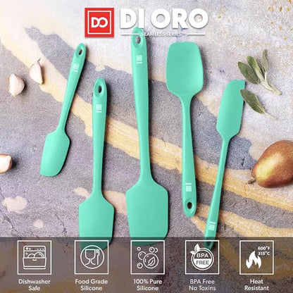 DI ORO Silicone Spatula Set - 600F Heat Resistant, 5-Pc Mint - color: Mint