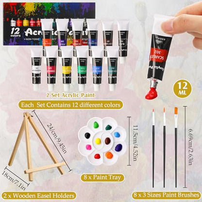 Cholemy 36 Pcs Paint and Sip Kit Gift for Adults 8''x10'',Summer Flowers | Pre Drawn Canvas, Painting DIY Afro Acrylic Painting Kit, Wood Easel Brushes, Date Night Bulk, Summer Halloween Party - style: Summer Flowers