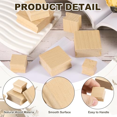 PATIKIL 50x50mm Wooden Stamp Block, 8 Pcs Blank Rubber Stamp Mounts Wooden Rubber Beech Hard Wood Blocks for Making DIY Crafting, Wood Color - size: 50x50mm