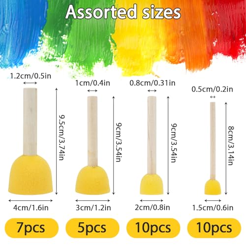 MAQIHAN 32 Round Sponge Paint Brush - Circle Foam Paint Brushes (4 Sizes) | Paint Sponges, Crafting Tools Supplies for Stencils Painting, Acrylic Painting, Dot Painting