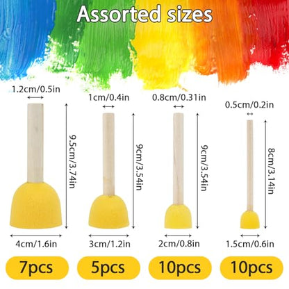MAQIHAN 32 Round Sponge Paint Brush - Circle Foam Paint Brushes (4 Sizes) | Paint Sponges, Crafting Tools Supplies for Stencils Painting, Acrylic Painting, Dot Painting