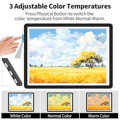 TSOCOS A3 Diamond Art Light Board with Carry Bag, High-Brightness Light Pad with Side Physical Buttons & 6 Levels of Brightness, 3 Colors Magnetic Light Box for Tracing, Diamond Painting - style: A3 with Bag (Non-rechargeable)