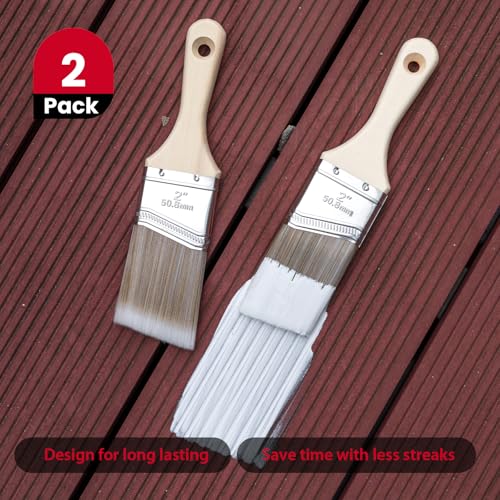 Mister Rui Paint Brushes Paint Cup with Hand Held Paint Bucket Liner & Lid | 2 Inch Paint Brush with Paint Pail Set, Paint Cup with Handle for Smooth Finish, Wall, Furniture, Trim - size: 1PCS, 2" Short, Red Paint Cup