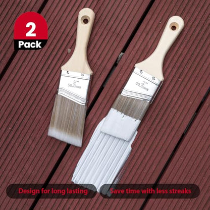 Mister Rui Paint Brushes Paint Cup with Hand Held Paint Bucket Liner & Lid | 2 Inch Paint Brush with Paint Pail Set, Paint Cup with Handle for Smooth Finish, Wall, Furniture, Trim - size: 1PCS, 2" Short, Red Paint Cup