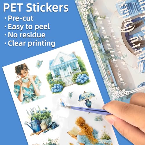 Uideyvi Flower Theme Sticker Scrapbooking Supplies for Junk Journal, 20 Sheets PET Stickers(TZ-001-005) - color: Flower theme
