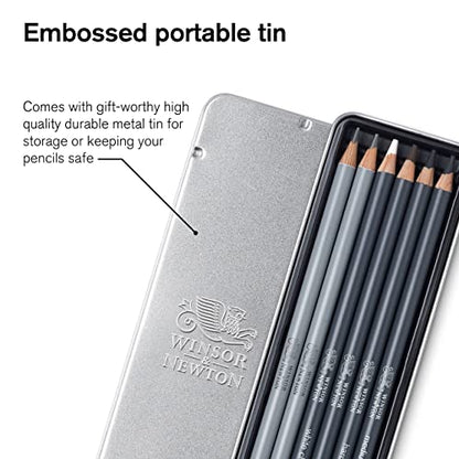 Winsor & Newton Studio Collection, Sketching Pencils, Set of 6 | Soft, Thick Core pencils, Varied Hardness, Soft Smooth Texture, Easy Blending, Stylish Metal Tin Included, High Quality Lead - style: 6 Sketching Pencils