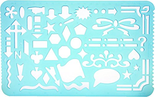 Set of 2 Plastic Stencil Art Templates Drafting Ruler with Various Cut Out Designs for Art and Craft Projects, Artistic Drawing, Tracing, Painting - Ideal for Professionals, Students and Kids