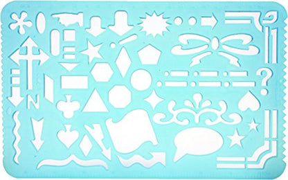 Set of 2 Plastic Stencil Art Templates Drafting Ruler with Various Cut Out Designs for Art and Craft Projects, Artistic Drawing, Tracing, Painting - Ideal for Professionals, Students and Kids
