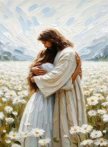 Jesus Paint by Numbers Kit for Adults Framed Canvas 16X20 in, Frameworkless | Easy Adult Paint by Number Kits on Canvas DIY Christianity Painting for Beginners Art by Numbers for Home Wall Decor Gift - color: YH02674