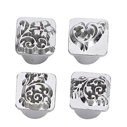 Leather Stamp Tool, 12Pcs Leather Stamping Punch Stamper DIY Leather Craft Making Tools Flower Design Embossing Pattern with Stamping Handle for Leathercrafting