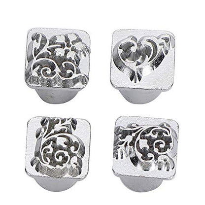 Leather Stamp Tool, 12Pcs Leather Stamping Punch Stamper DIY Leather Craft Making Tools Flower Design Embossing Pattern with Stamping Handle for Leathercrafting