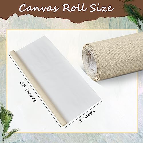 8 Yard Long x 36" Wide / 63'' Wide Large Canvas Roll 12 oz Cotton Triple Primed Canvas Roll Gesso Artist Painting Backdrop(63'' Wide x 8 Yard Long) - size: 63'' Wide x 8 Yard Long