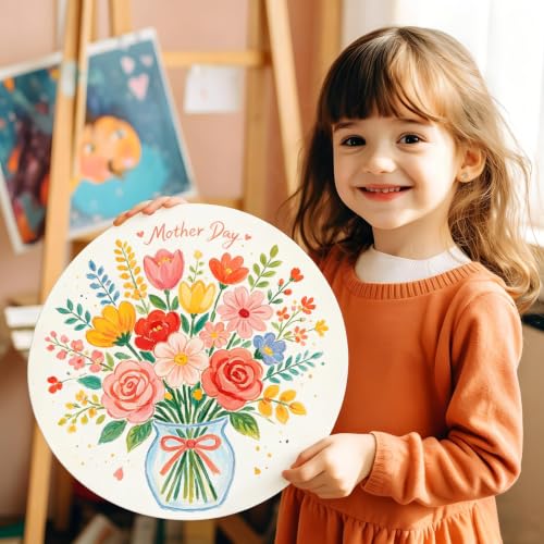 PHOENIX Round Canvas Painting Boards - 8 10 12 Inch/ 3 Pack Each - 9 PK Circle Canvas Boards for Painting - 100% Cotton Flat Triple Primed Blank Canvas for Oil, Acrylic Painting & Crafts - color: White, size: 8", 10", 12"