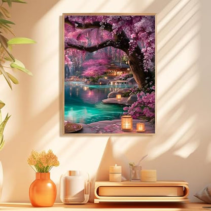 Tree Paint by Numbers Kit for Adults, Adult Paint by Number Kits 16x20 Inch - color: Pink Tree