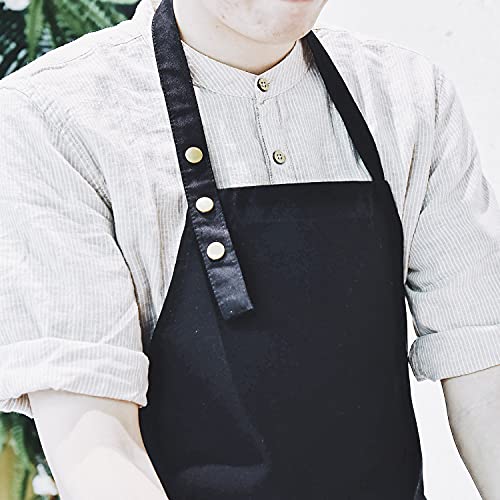 Art & Kitchen Apron for Painting Pottery Cooking, Waterproof | Apron for Men Women with Pockets, Adjustable Snap Strap, Canvas Cotton, Smock Bib Apron for Artist Ceramics Chef, Green - color: Black