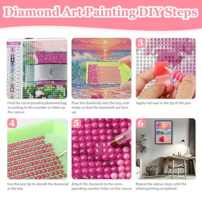 MAXBYE Diamond Art Kits for Adults, Beach and sea Bedazzling Dot Painting for Adults，5D Full Drill Gem Art Painting Kit, Easy DIY Craft for Stress Relief 12x16in - color: ZD059