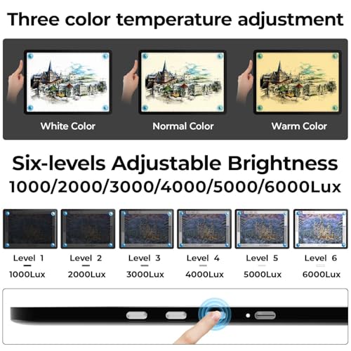Heanolier A3 tracing Light Box with Bag,(18.2"L x 13.4"W) Super Bright Magnetic Light Pad with Side Buttons,USB-C Power Dimmerable Copy Table, Light board for Diamond Painting,Tattoo Drawing,Sketching - color: Black, size: A3 with Bag