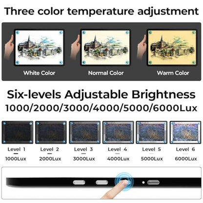 Heanolier A3 tracing Light Box with Bag,(18.2"L x 13.4"W) Super Bright Magnetic Light Pad with Side Buttons,USB-C Power Dimmerable Copy Table, Light board for Diamond Painting,Tattoo Drawing,Sketching - color: Black, size: A3 with Bag